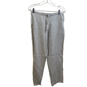 "Puro Lino Linen Pants Made in Italy Medium Elastic Waist Straight Leg"